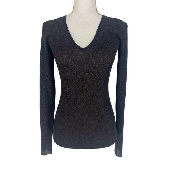 Brunello Cucinelli Metallic V-Neck Long Sleeve Top - Picture 4 of 12
